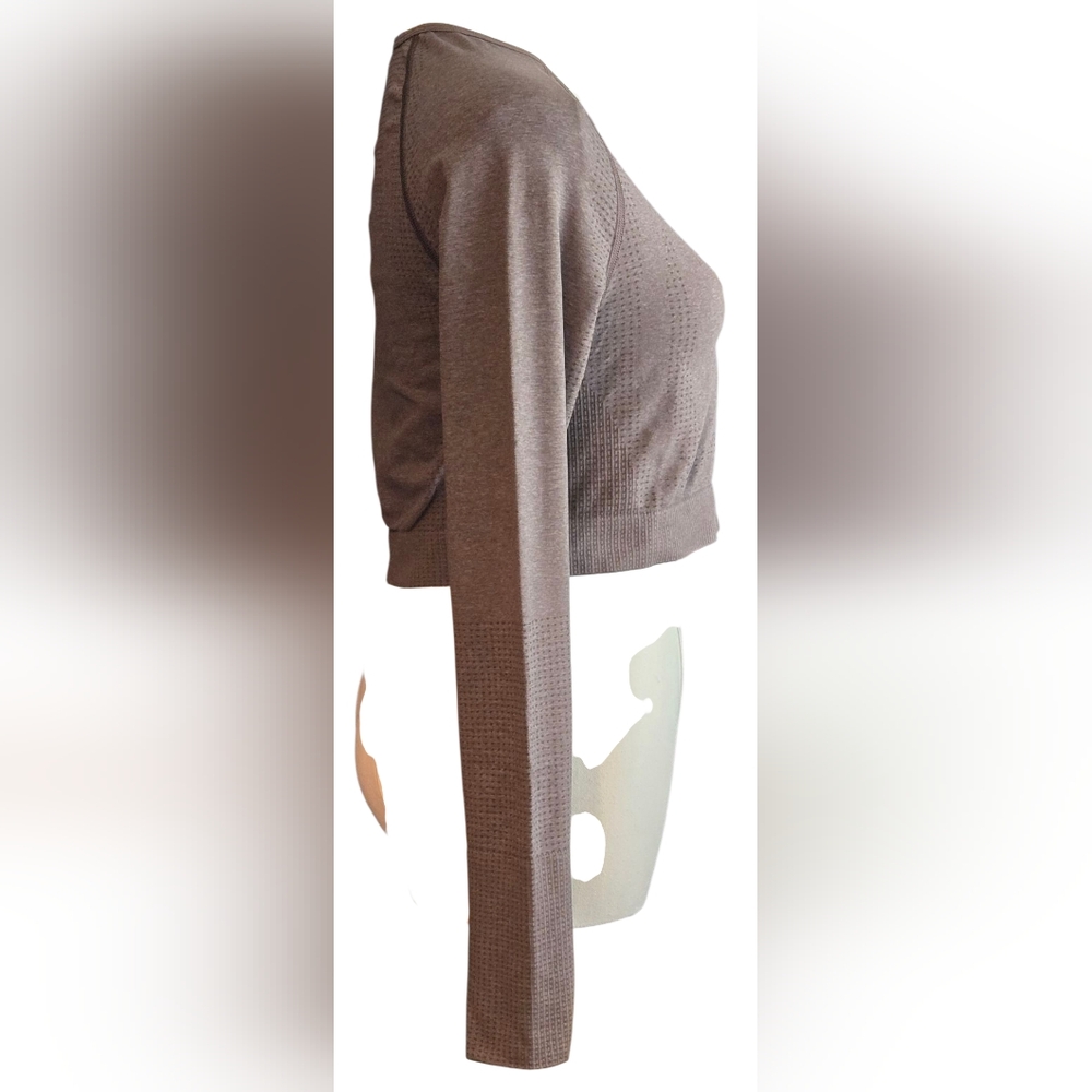 SOLD!! Gymshark Vital Seamless Brown Fitted Long Sleeve Crop Top - Picture 5 of 9